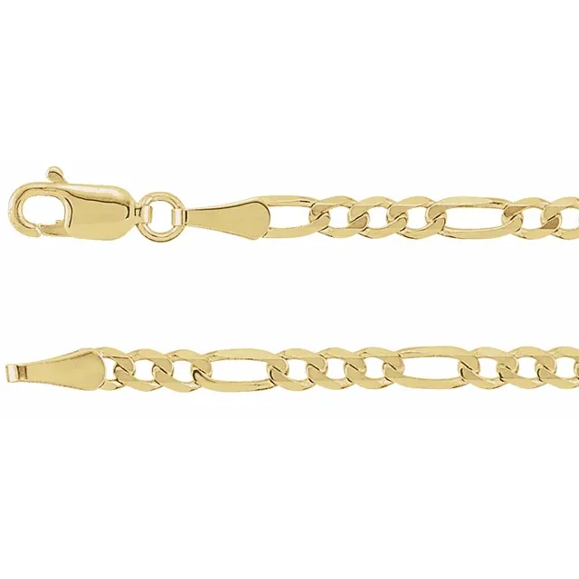 14K Yellow Solid 3mm-6.5mm Figaro Bracelet - Deloure Jewelers LLC