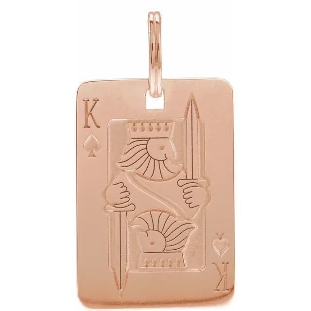 14K Gold Solid King Playing Card Pendant - Deloure Jewelers LLC