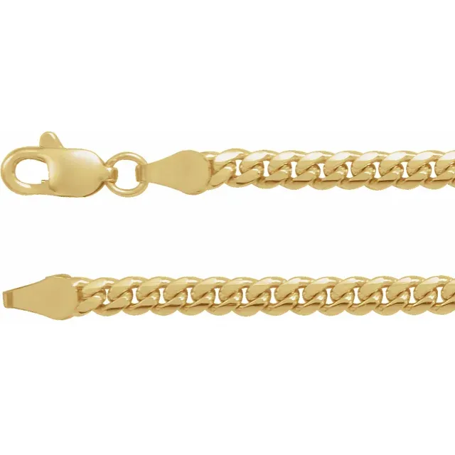 14K Yellow 3.3 mm Solid Cuban Link Curb Chain - Deloure Jewelers LLC