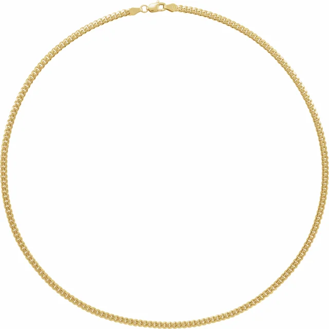 14K Yellow 3.3 mm Solid Cuban Link Curb Chain - Deloure Jewelers LLC