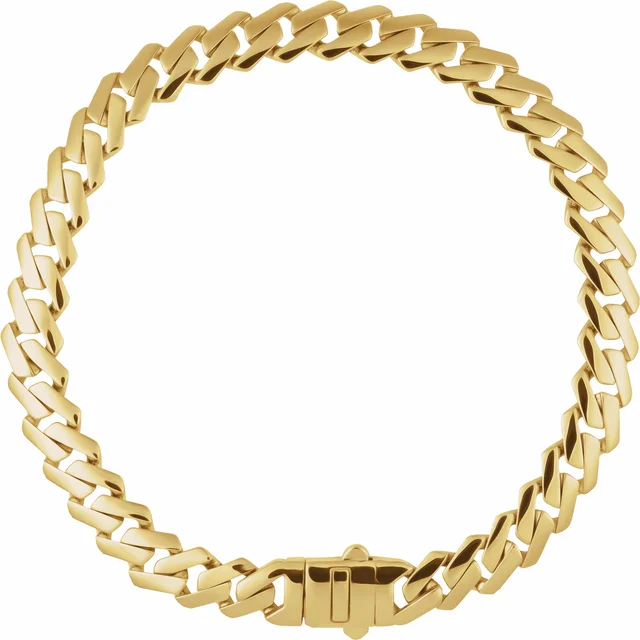 14K Yellow Hollow 7.4 mm Monaco Edge Curb 8 1/4" Bracelet - Deloure Jewelers LLC