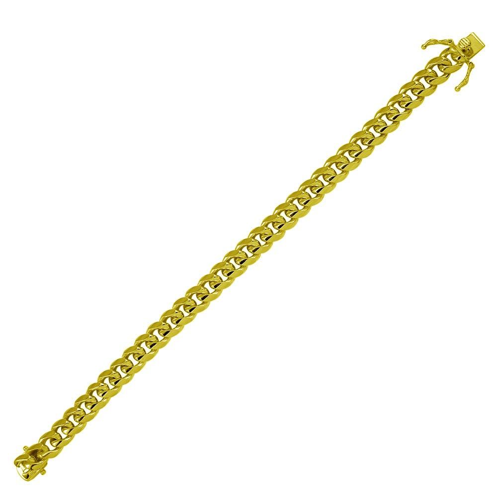 Gold Plated 925 Sterling Silver Solid Miami Cuban Bracelet 9mm Box Lock - Deloure Jewelers LLC
