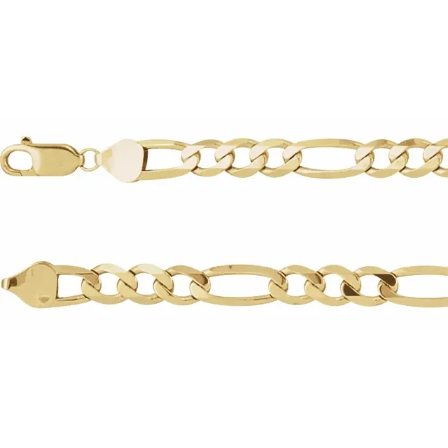 14K Yellow Solid 3mm-6.5mm Figaro Bracelet - Deloure Jewelers LLC