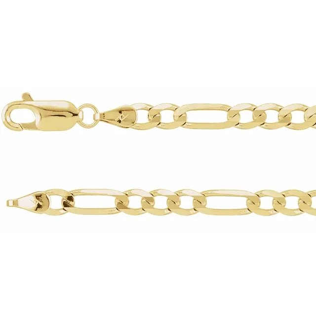 14K Yellow Solid 3mm-6.5mm Figaro Bracelet - Deloure Jewelers LLC