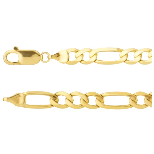 14K Yellow Solid 3mm-6.5mm Figaro Bracelet - Deloure Jewelers LLC