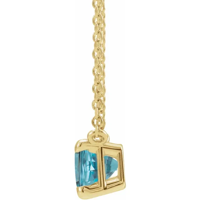 14K Gold Solid Natural Blue Zircon 18" Necklace - Deloure Jewelers LLC