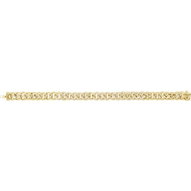 14K Yellow 8.8 mm 3/4 CTW Natural Diamond Curb 7" Bracelet - Deloure Jewelers LLC