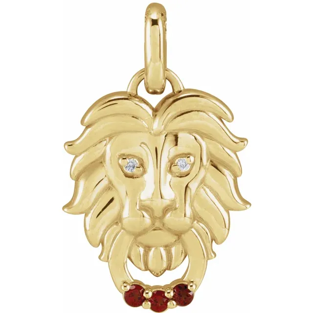 14K Gold Solid .005 CTW Natural Diamond Lion Pendant - Deloure Jewelers LLC