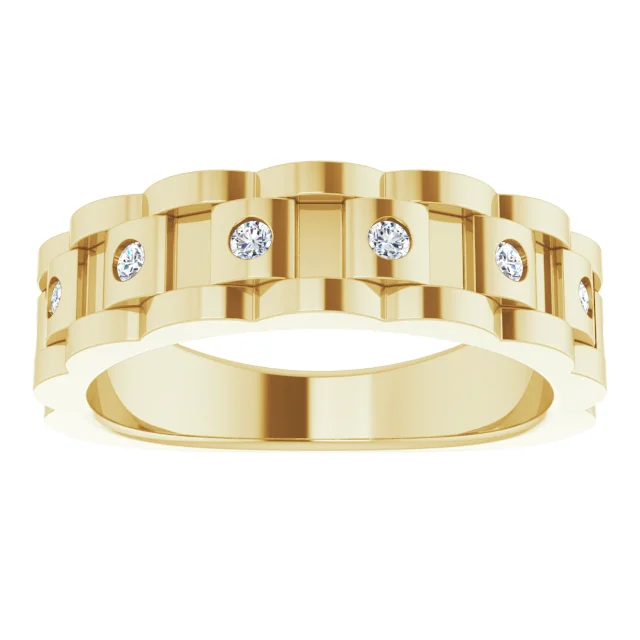 14K Yellow Solid 1/4 CTW Natural Diamond Chain Link Ring - Deloure Jewelers LLC
