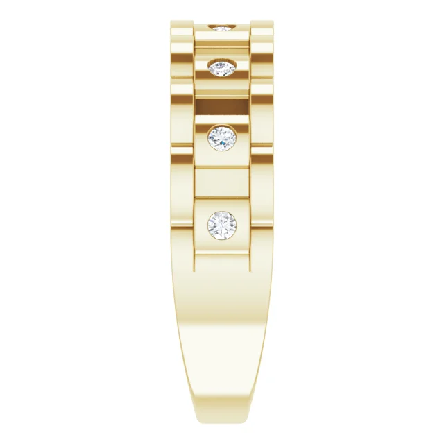 14K Yellow Solid 1/4 CTW Natural Diamond Chain Link Ring - Deloure Jewelers LLC