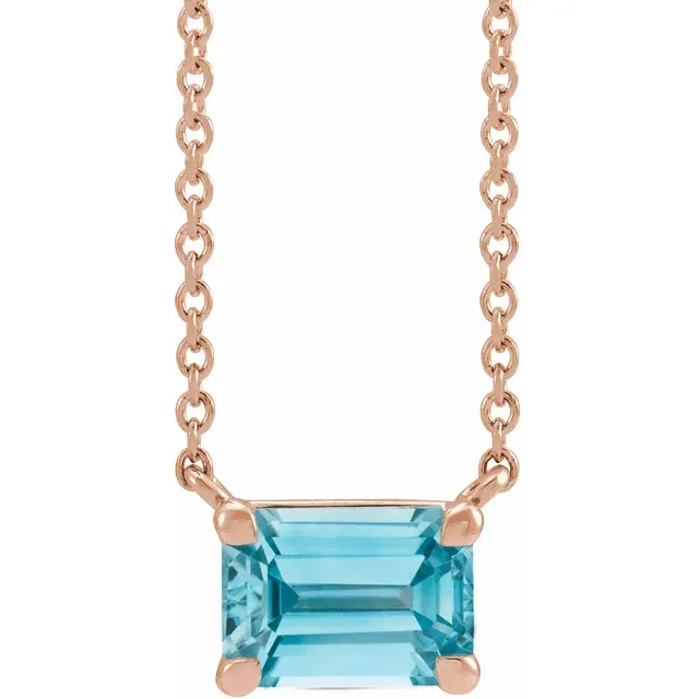 14K Gold Solid Natural Blue Zircon 18" Necklace - Deloure Jewelers LLC