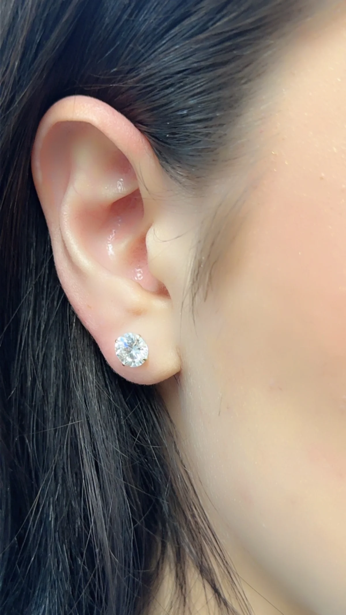 14 Karat Yellow Gold Round Moissanite Stud Screw Back Earring - Deloure Jewelers LLC