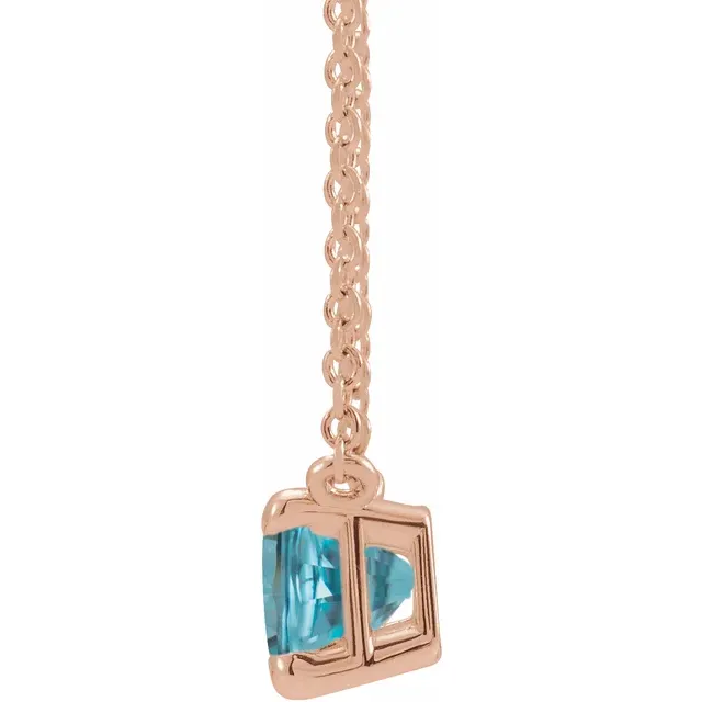 14K Gold Solid Natural Blue Zircon 18" Necklace - Deloure Jewelers LLC