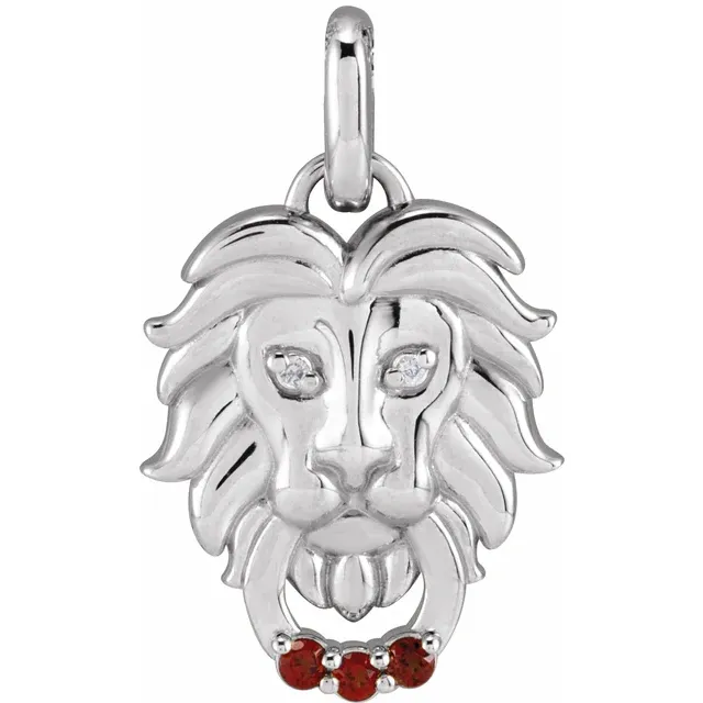 925 Sterling Silver .005 CTW Natural Diamond Lion Pendant - Deloure Jewelers LLC