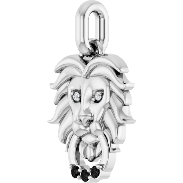 925 Sterling Silver .005 CTW Natural Diamond Lion Pendant - Deloure Jewelers LLC