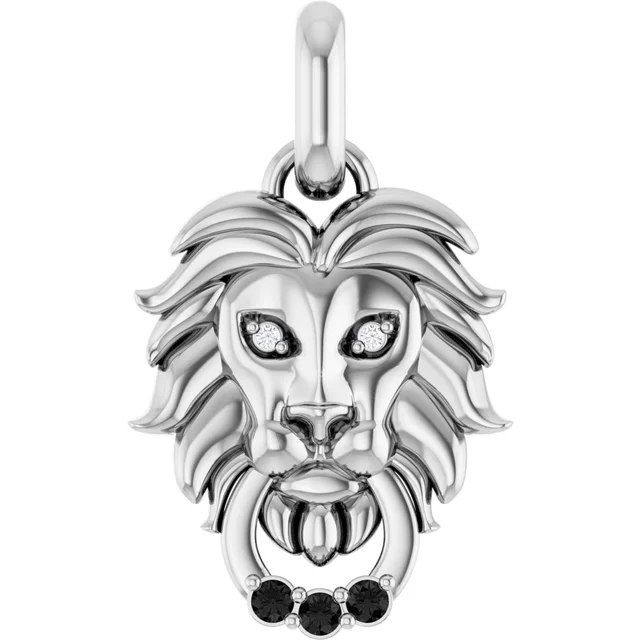 14K Gold Solid .005 CTW Natural Diamond Lion Pendant - Deloure Jewelers LLC