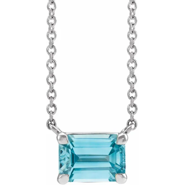 14K Gold Solid Natural Blue Zircon 18" Necklace - Deloure Jewelers LLC