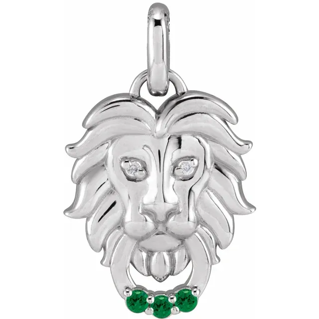 14K Gold Solid .005 CTW Natural Diamond Lion Pendant - Deloure Jewelers LLC