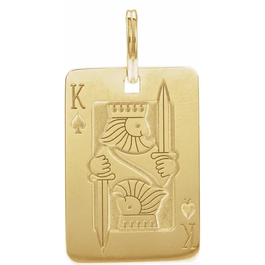 14K Gold Solid King Playing Card Pendant - Deloure Jewelers LLC
