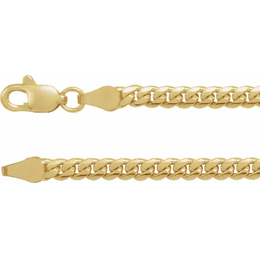 14K Yellow 3.3 mm Solid Cuban Link Curb Chain - Deloure Jewelers LLC