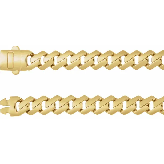 14K Yellow Hollow 7.4 mm Monaco Edge Curb Chain/Bracelet