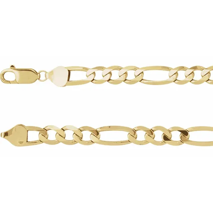 14K Yellow Solid 3mm-6.5mm Figaro Bracelet - Deloure Jewelers LLC