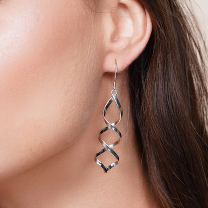 Rhodium Plated 925 Sterling Silver Spiral Earrings Women - Deloure Jewelers LLC