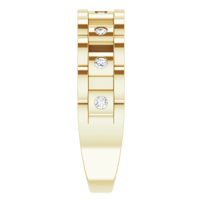14K Yellow Solid 1/4 CTW Natural Diamond Chain Link Ring - Deloure Jewelers LLC