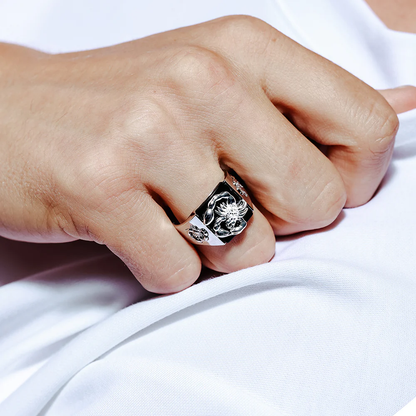 Rhodium Plated 925 Sterling Silver Square Scorpion Ring with CZ - Deloure Jewelers LLC