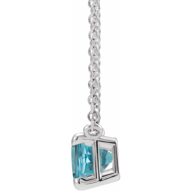 14K Gold Solid Natural Blue Zircon 18" Necklace - Deloure Jewelers LLC