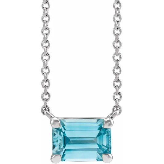 925 Sterling Silver Natural Blue Zircon 18" Necklace - Deloure Jewelers LLC