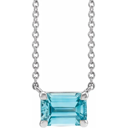 14K Gold Solid Natural Blue Zircon 18" Necklace - Deloure Jewelers LLC
